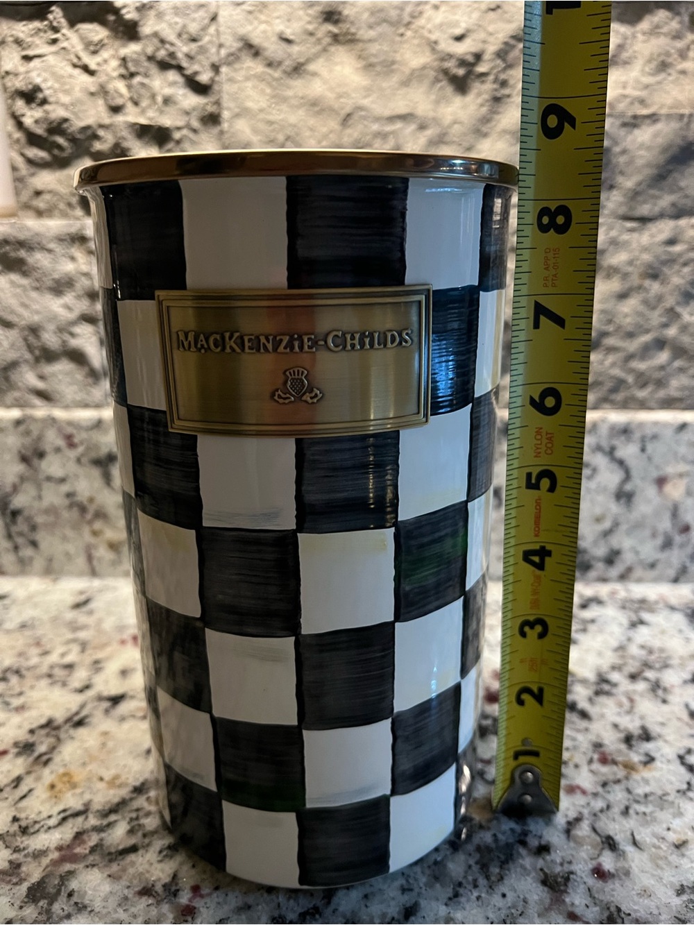 Mackenzie-Childs Courtly Check Enamel Utensil Holder. New w/ tags. - Picture 5 of 12